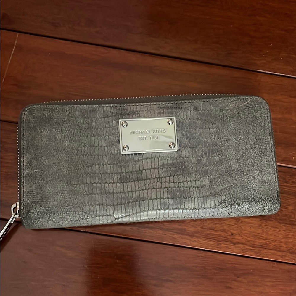 Michael Kors Gray Crocodile Embossed Wallet